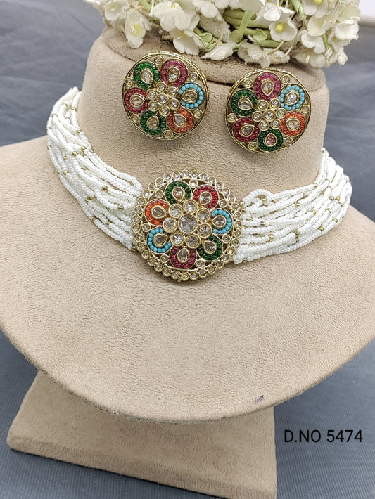 Polki Mehandi choker necklace Sku 5474 rchiecreation