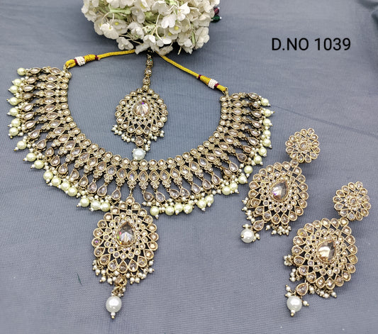 Polki Mehandi Necklace Set Sku 1039 rchiecreation