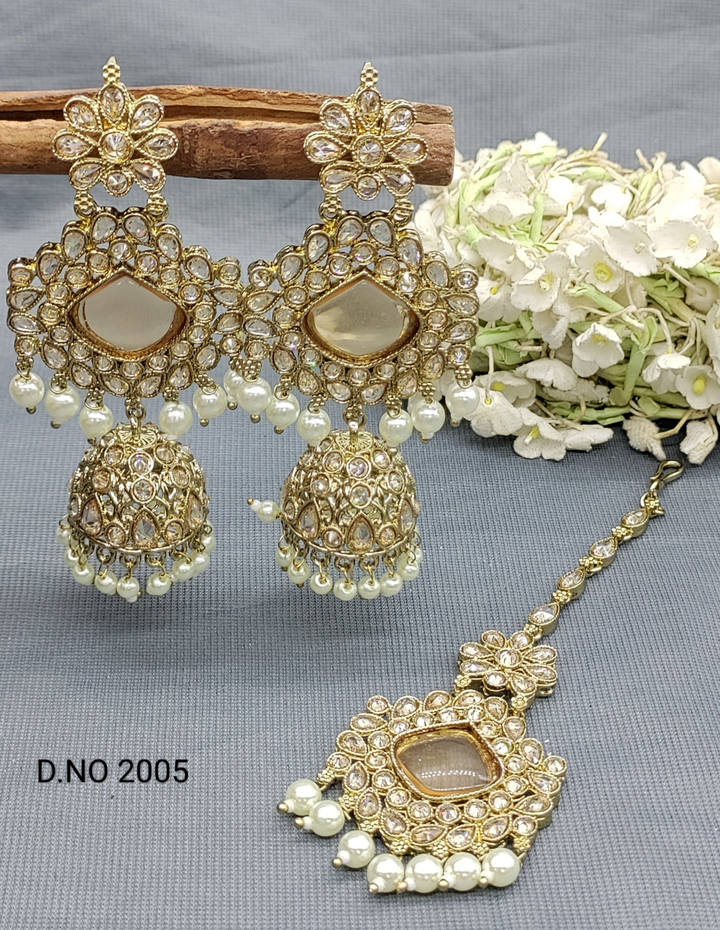 Polki Mehandi Earring & Tica Sku 2005 rchiecreation