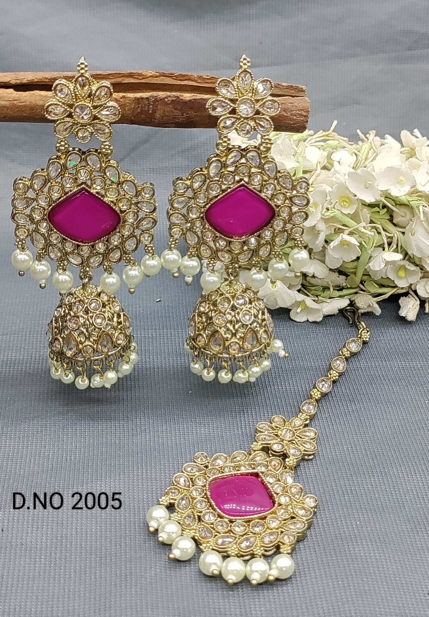 Polki Mehandi Earring & Tica Sku 2005 rchiecreation