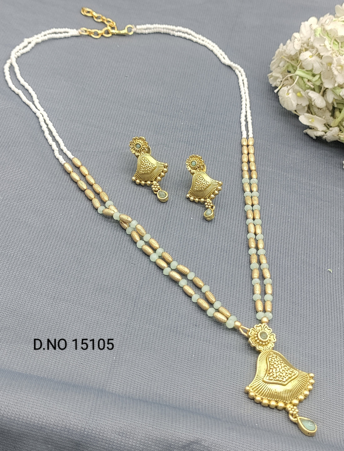 Antique Golden long Necklace Mala Sku 15103 rchiecreation
