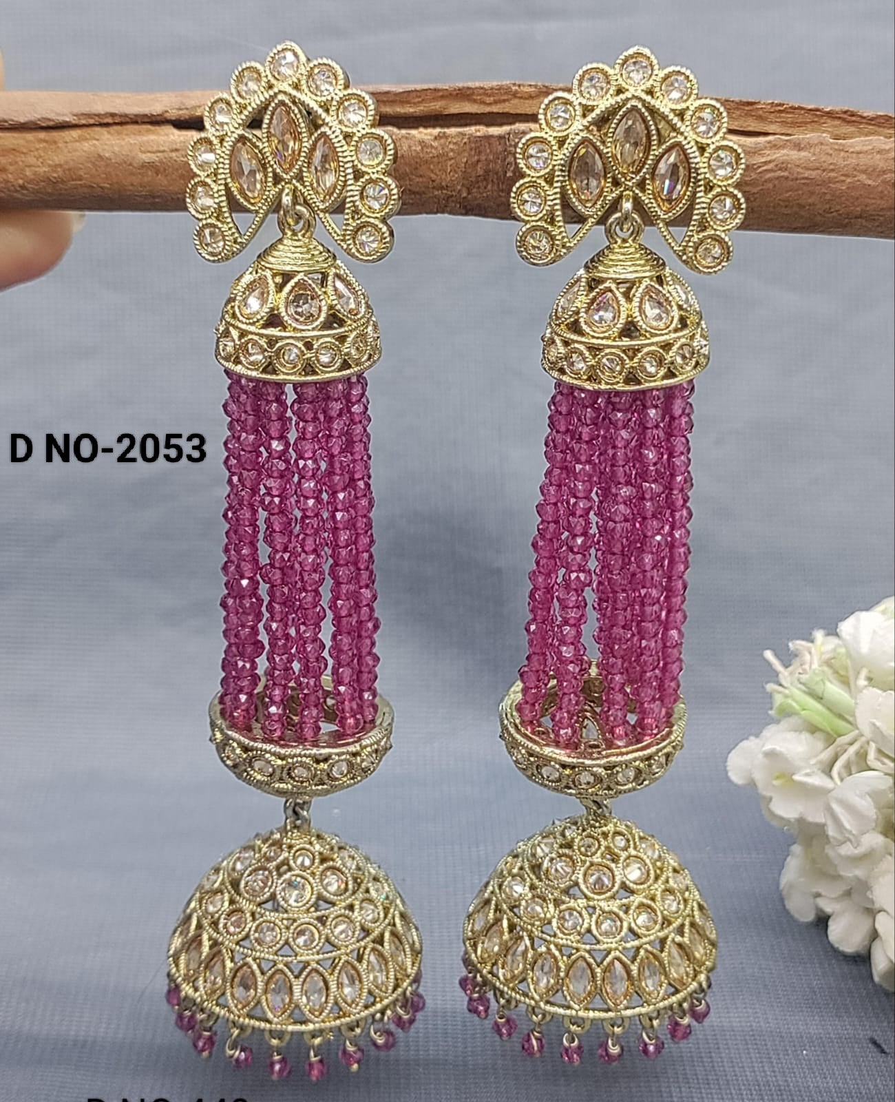 Polki Earring Mehndi Sku 2053 A1 rchiecreation