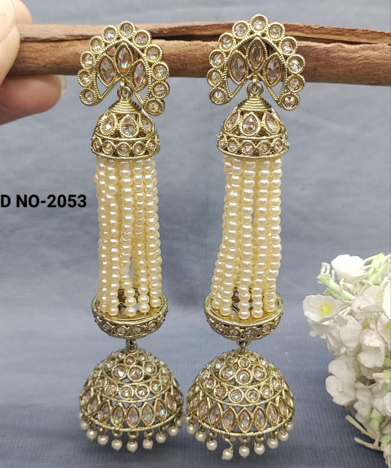 Polki Earring Mehndi Sku 2053 A1 rchiecreation