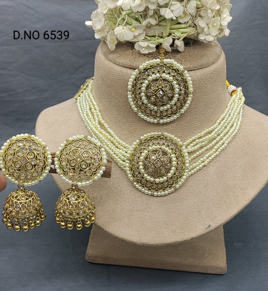 Polki Mehandi choker necklace set Sku 6539 rchiecreation