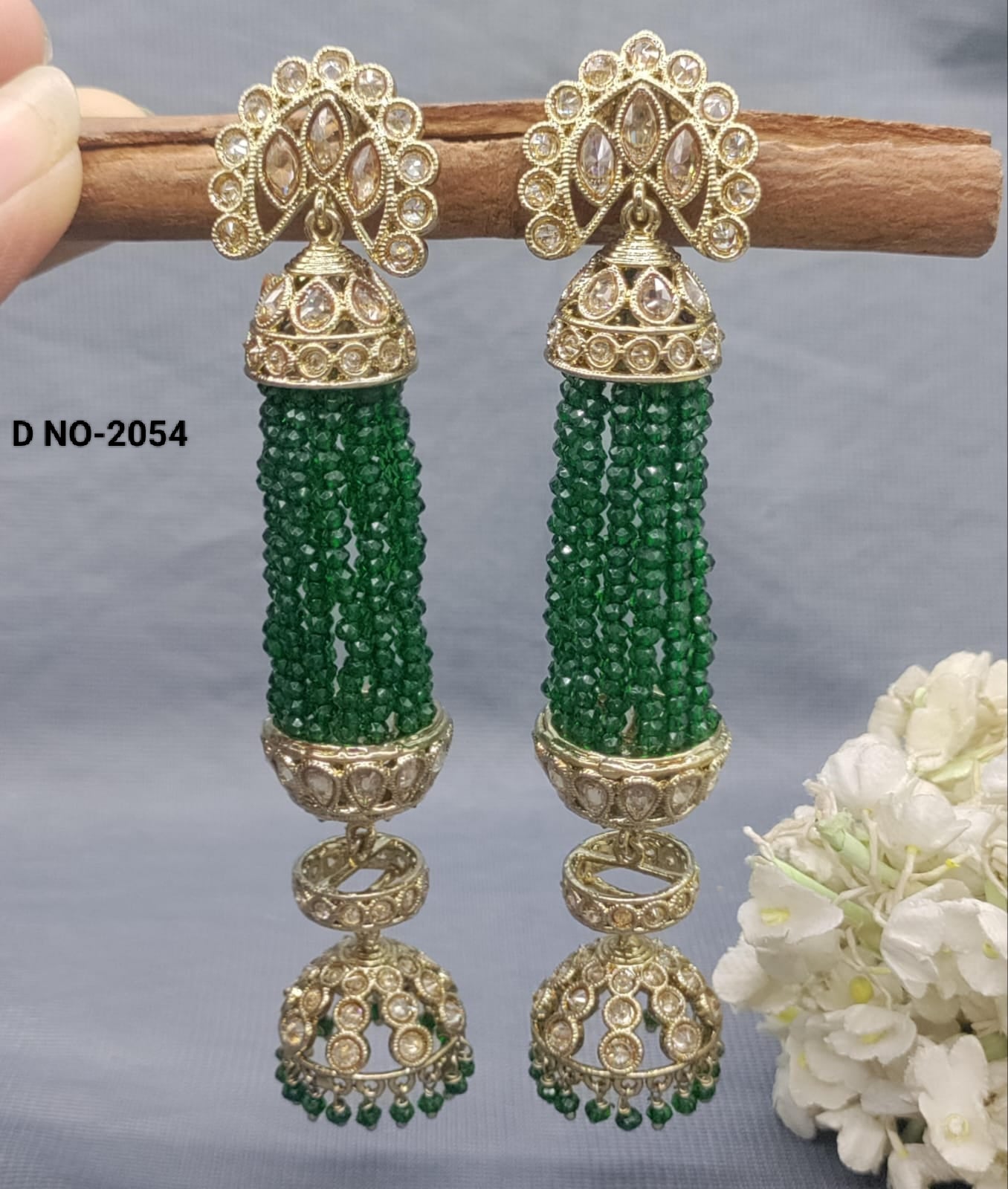 Polki Jhumki Earrings Sku-2054 rchiecreation