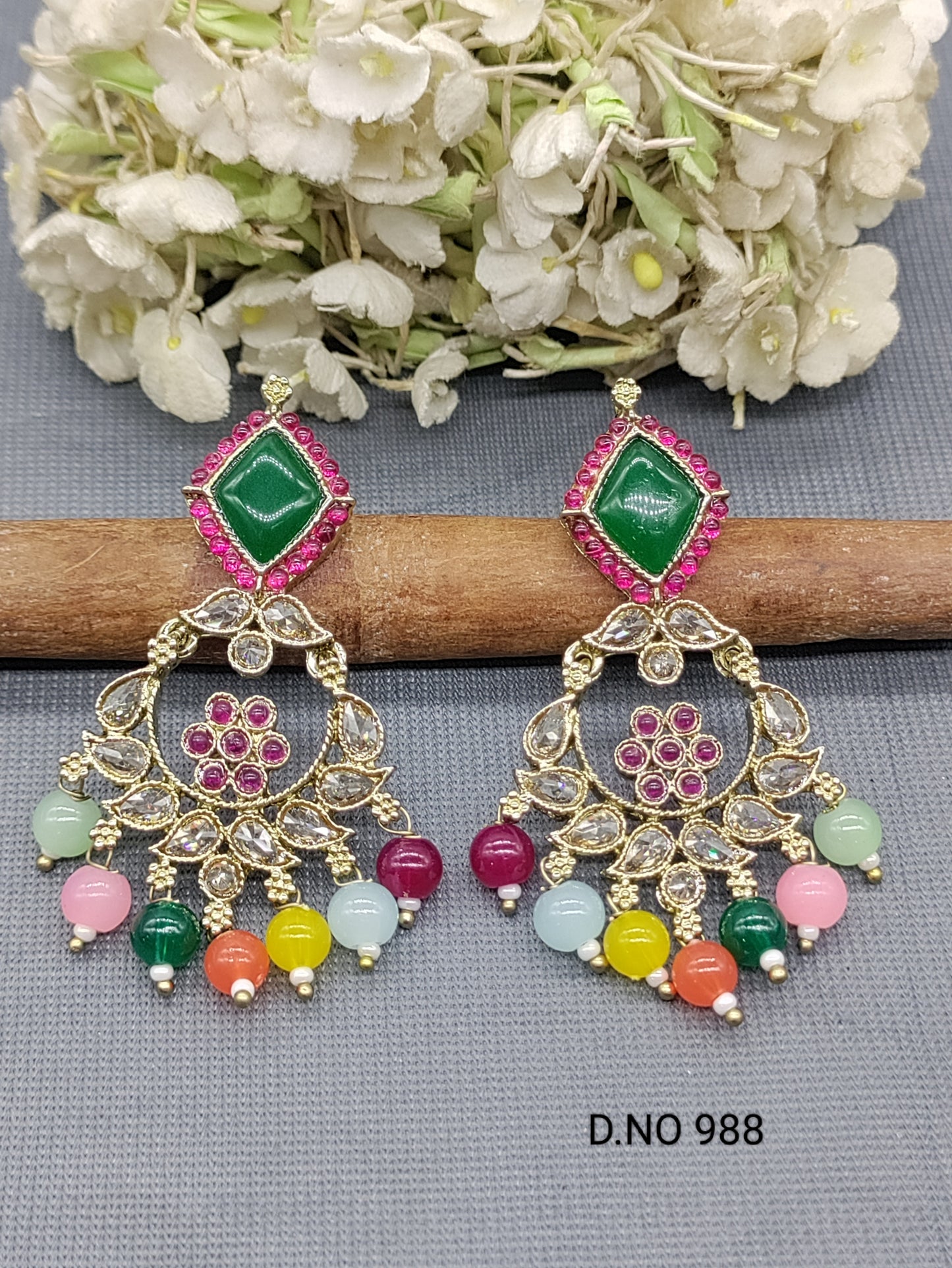 Mehandi  Polki  Earring Sku-988 A1 rchiecreation