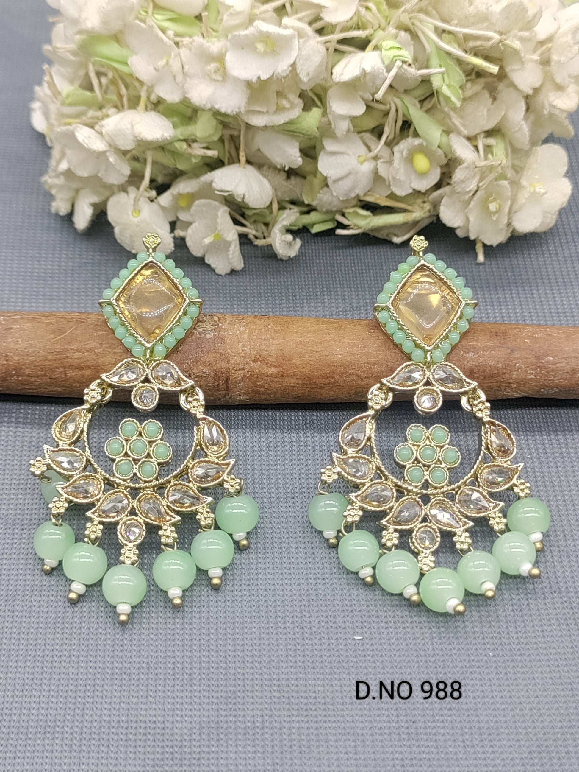 Mehandi  Polki  Earring Sku-988 A1 rchiecreation