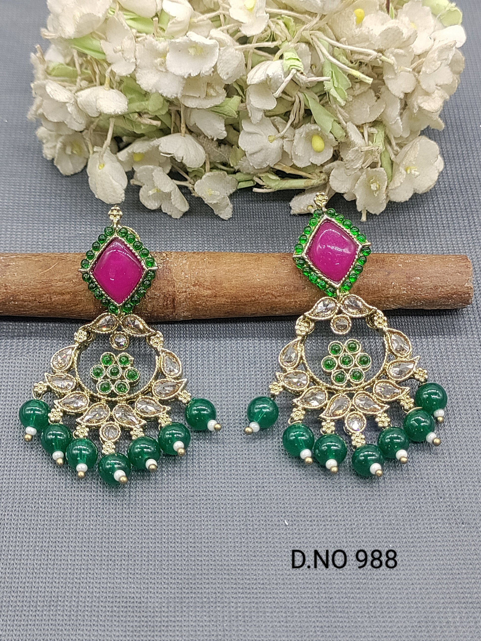 Mehandi  Polki  Earring Sku-988 A1 rchiecreation