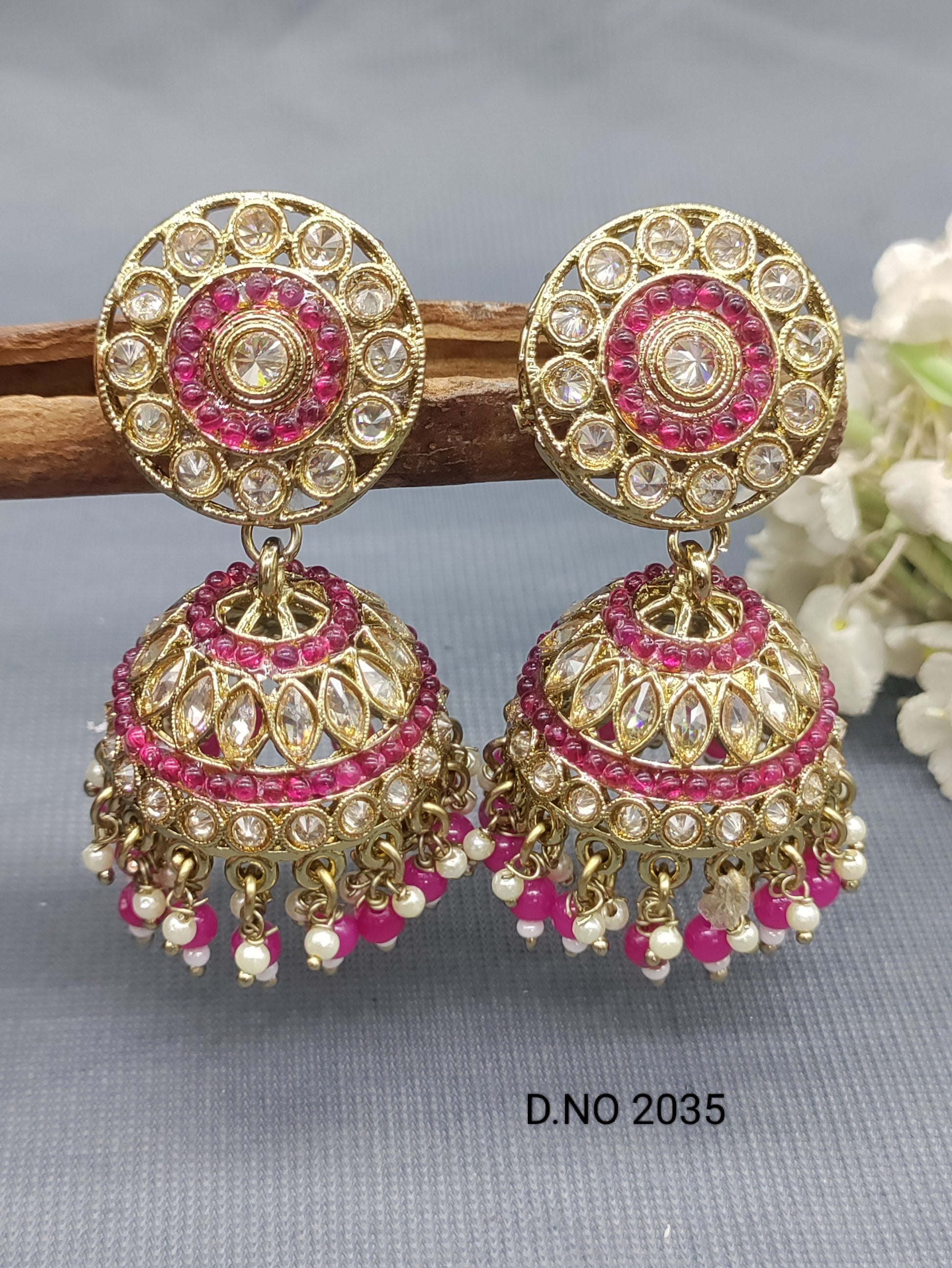 Polki Mehandi Jhumki Earring Sku 2035 rchiecreation