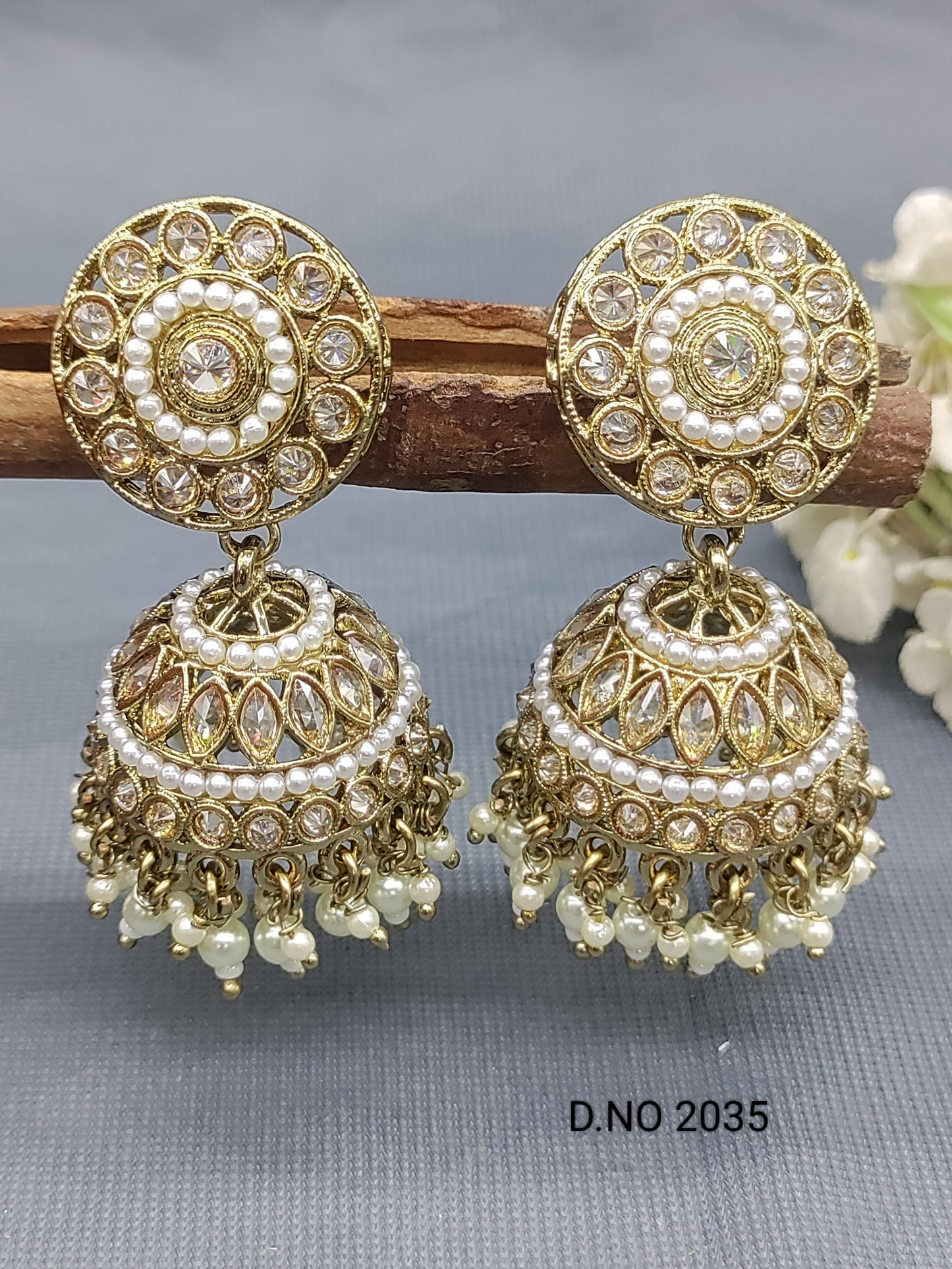 Polki Mehandi Jhumki Earring Sku 2035 rchiecreation