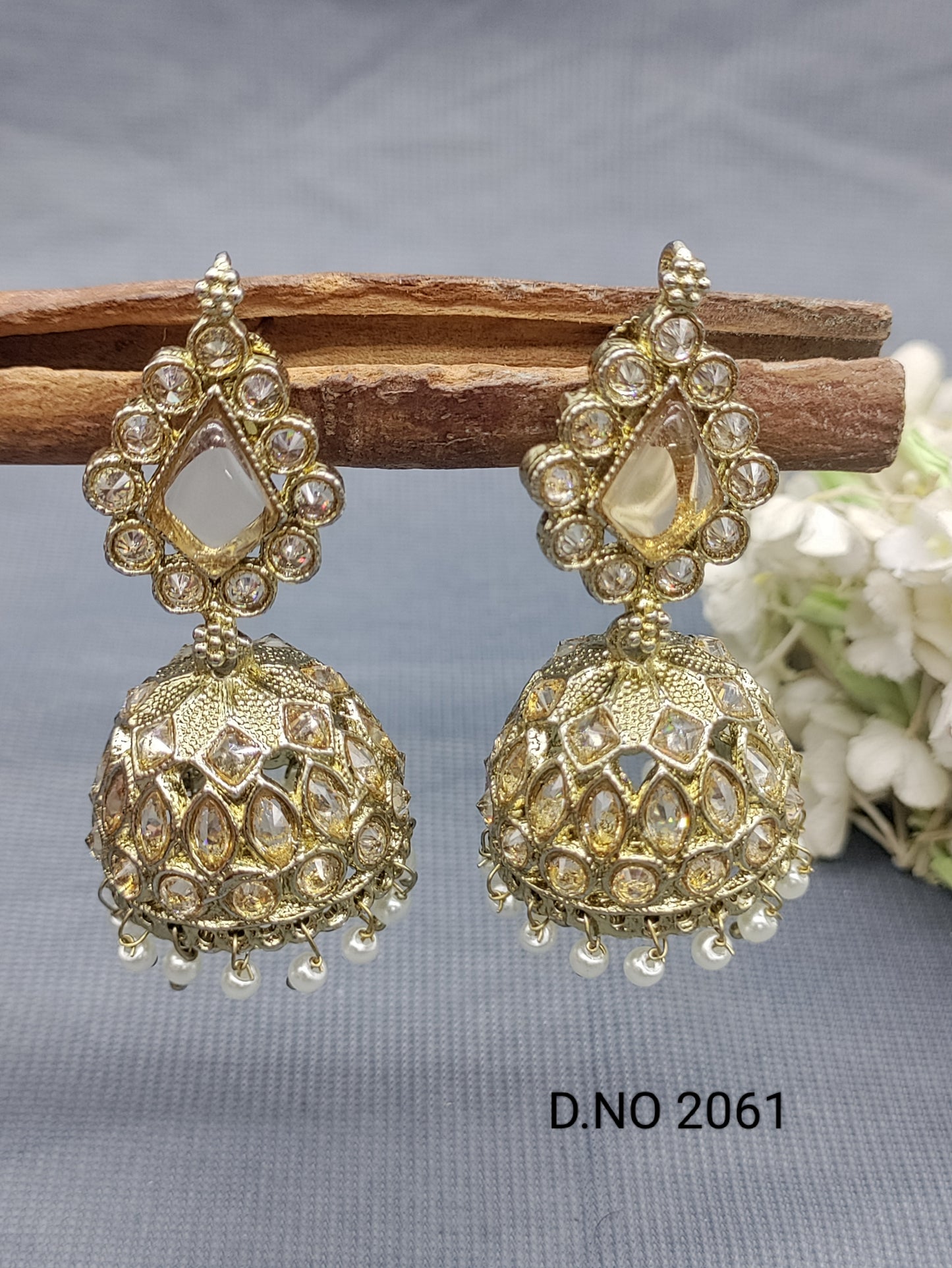 Polki Mehandi Jhumki Earring Sku 2061 rchiecreation