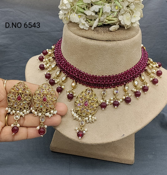 Polki Mehandi Chokar Necklace Set Sku 6543 rchiecreation