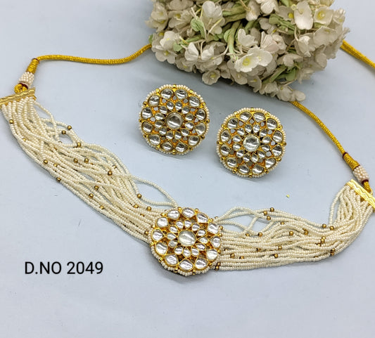 Golden Kundan Chokar Set Sku 2049 rchiecreation