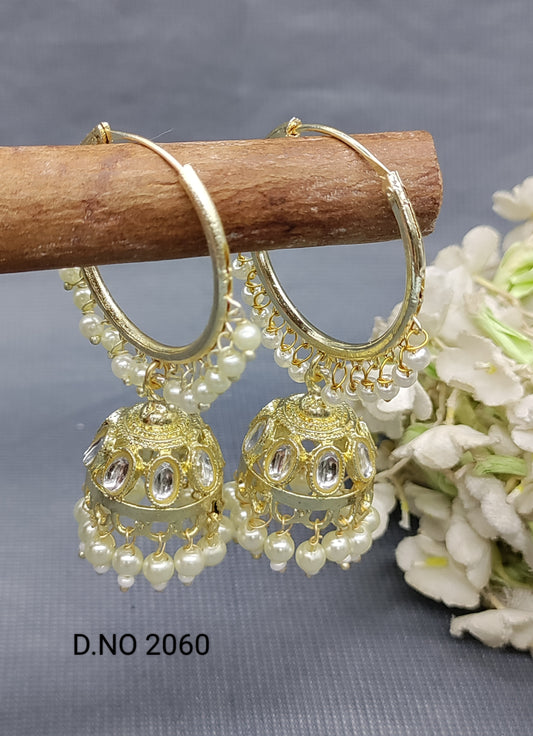 Kundan Golden Bali Jhumki Sku 2060 rchiecreation