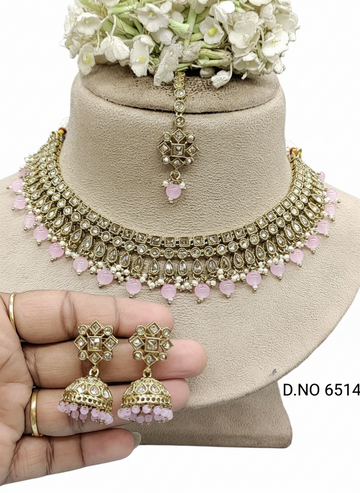 Polki Mehandi Necklace Set Sku 6514 B-9