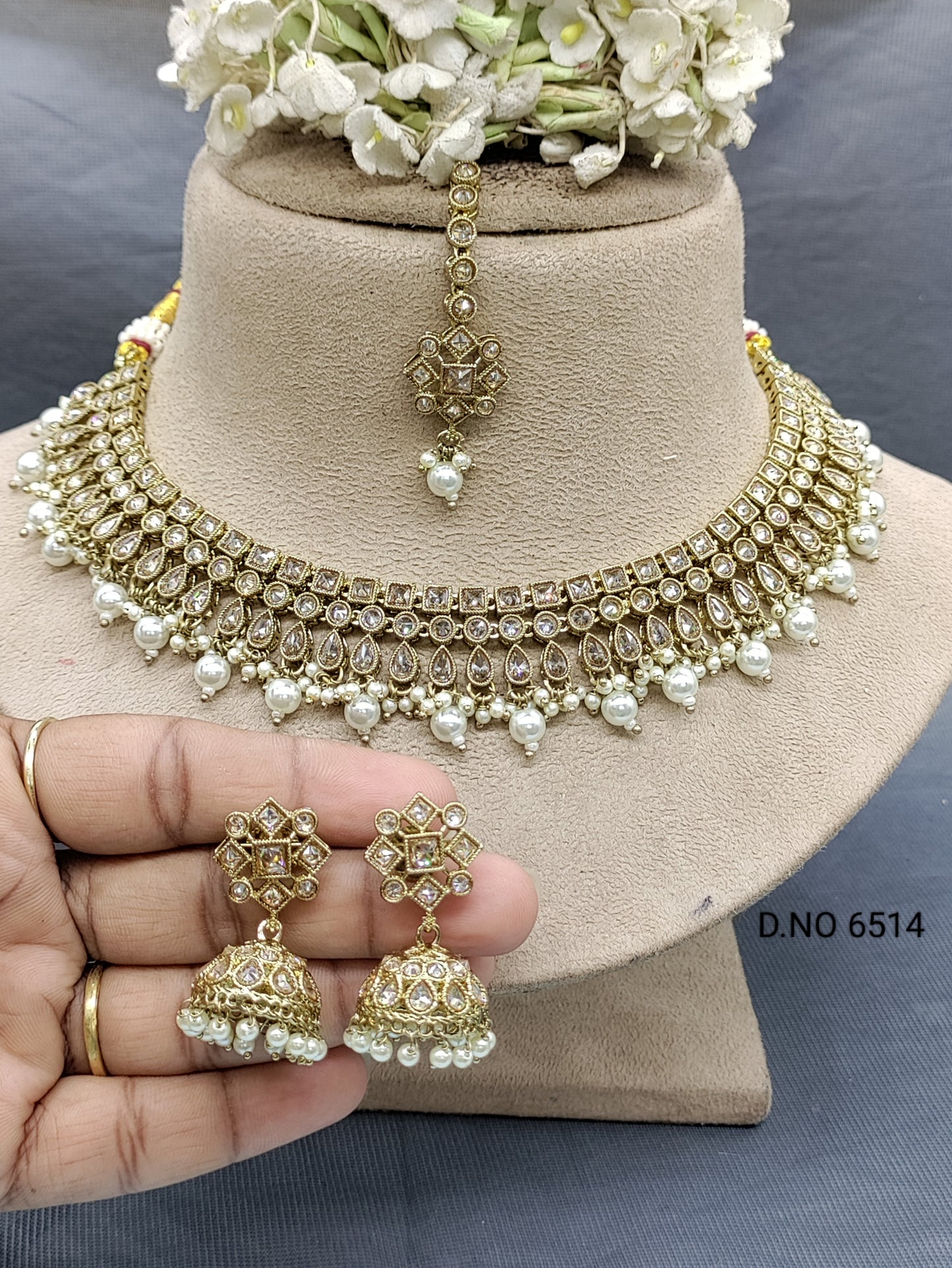 Polki Mehandi Necklace Set Sku 6514 rchiecreation