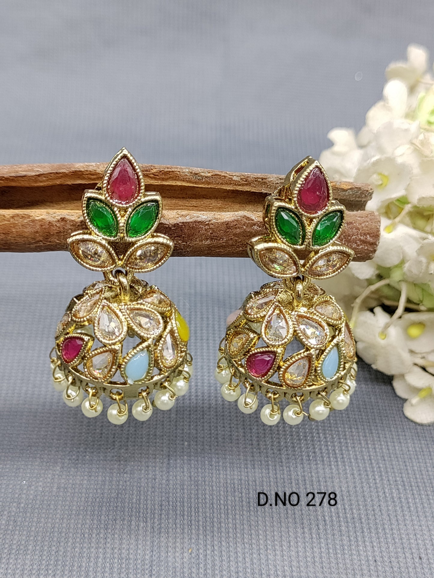 Polki Jhumki Mehndi Earring Sku- 278 A4 rchiecreation