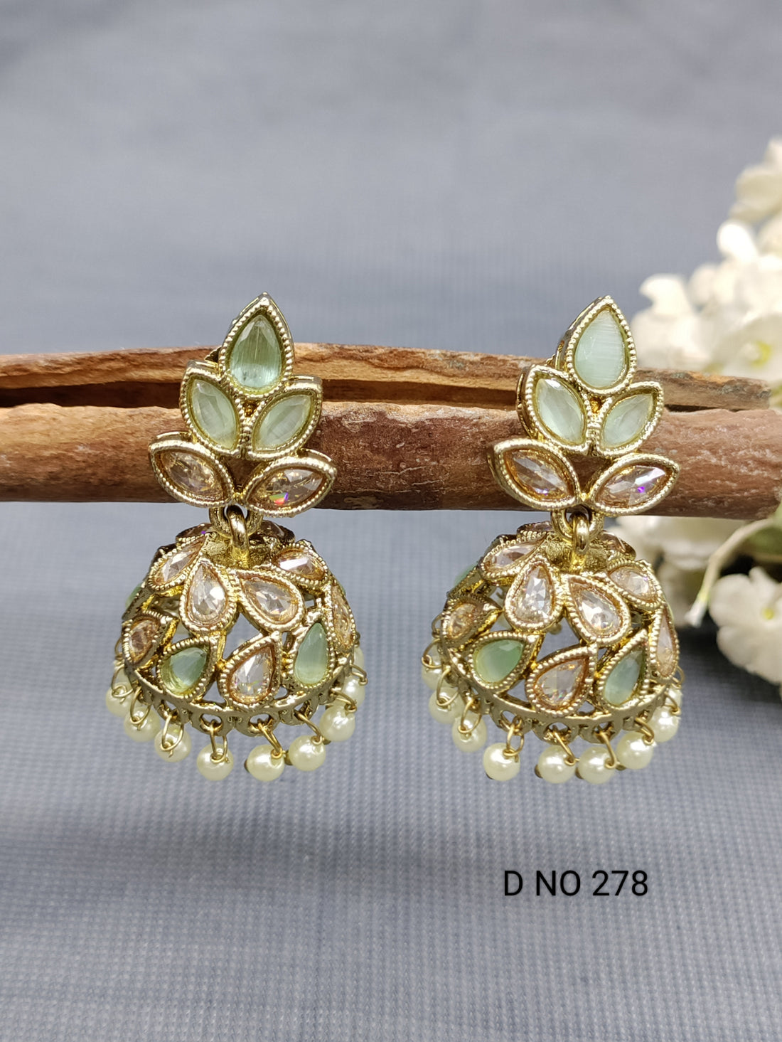 Polki Jhumki Mehndi Earring Sku- 278 A4 - rchiecreation