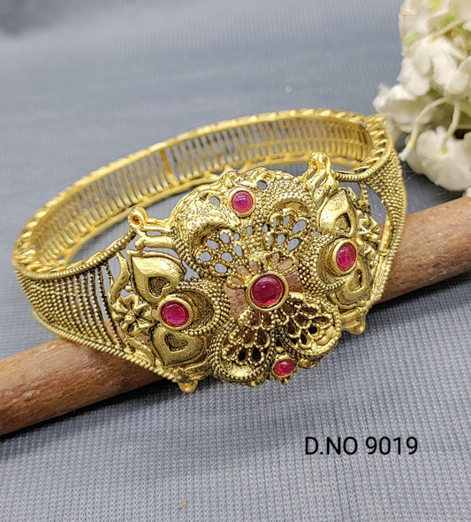 Antique Golden Kundan Opneble Kada Sku 9019 rchiecreation