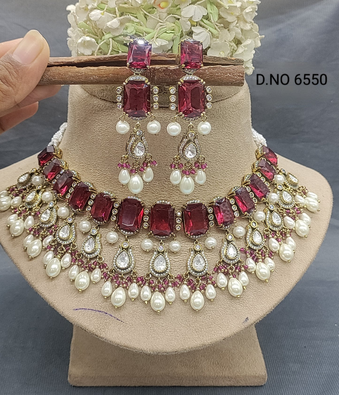 Moissanite Mehandi Necklace Sku 6550 rchiecreation