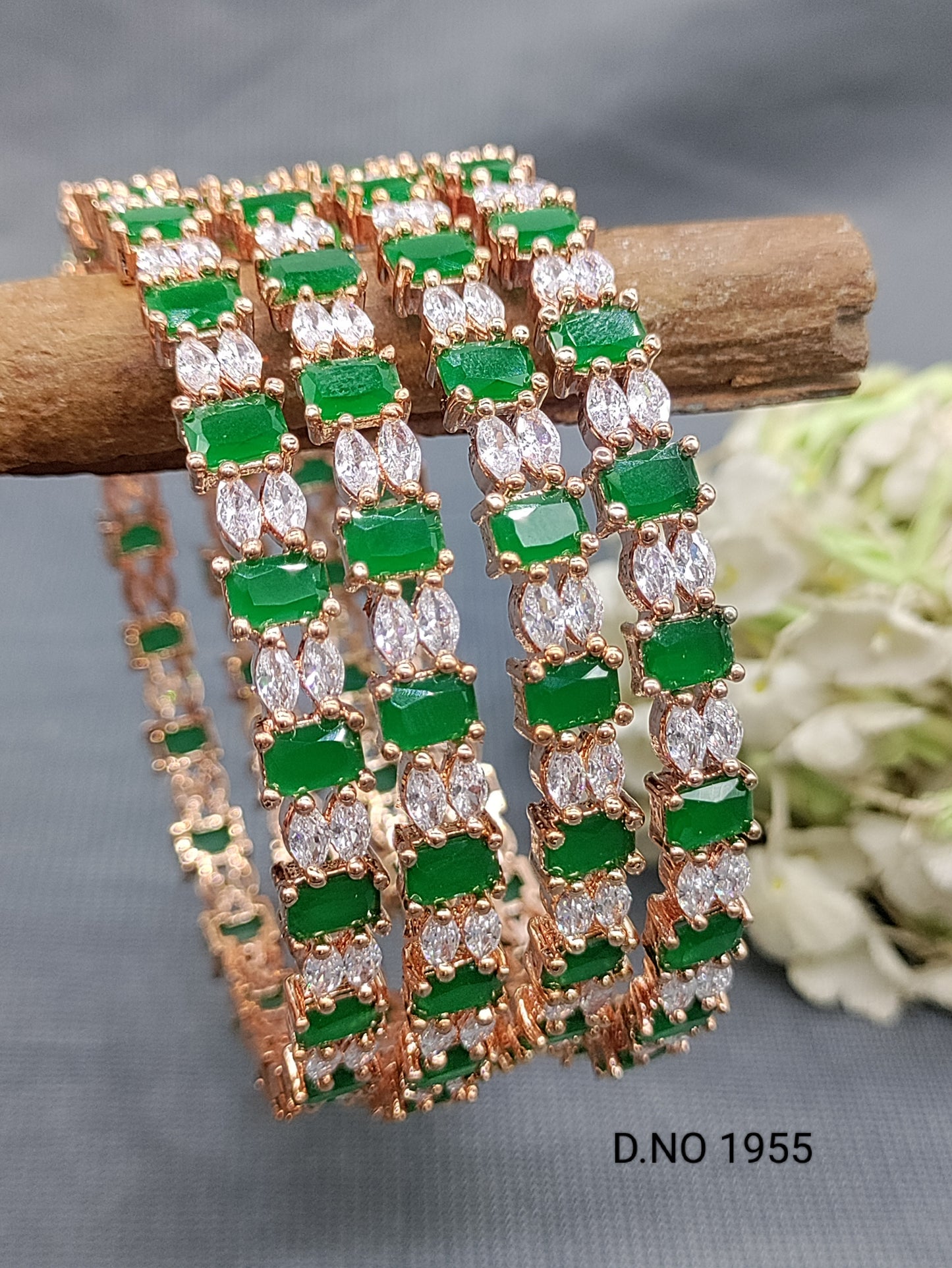 Green Cubic Zirconia Stone  Bangles Sku 1955 C4 rchiecreation