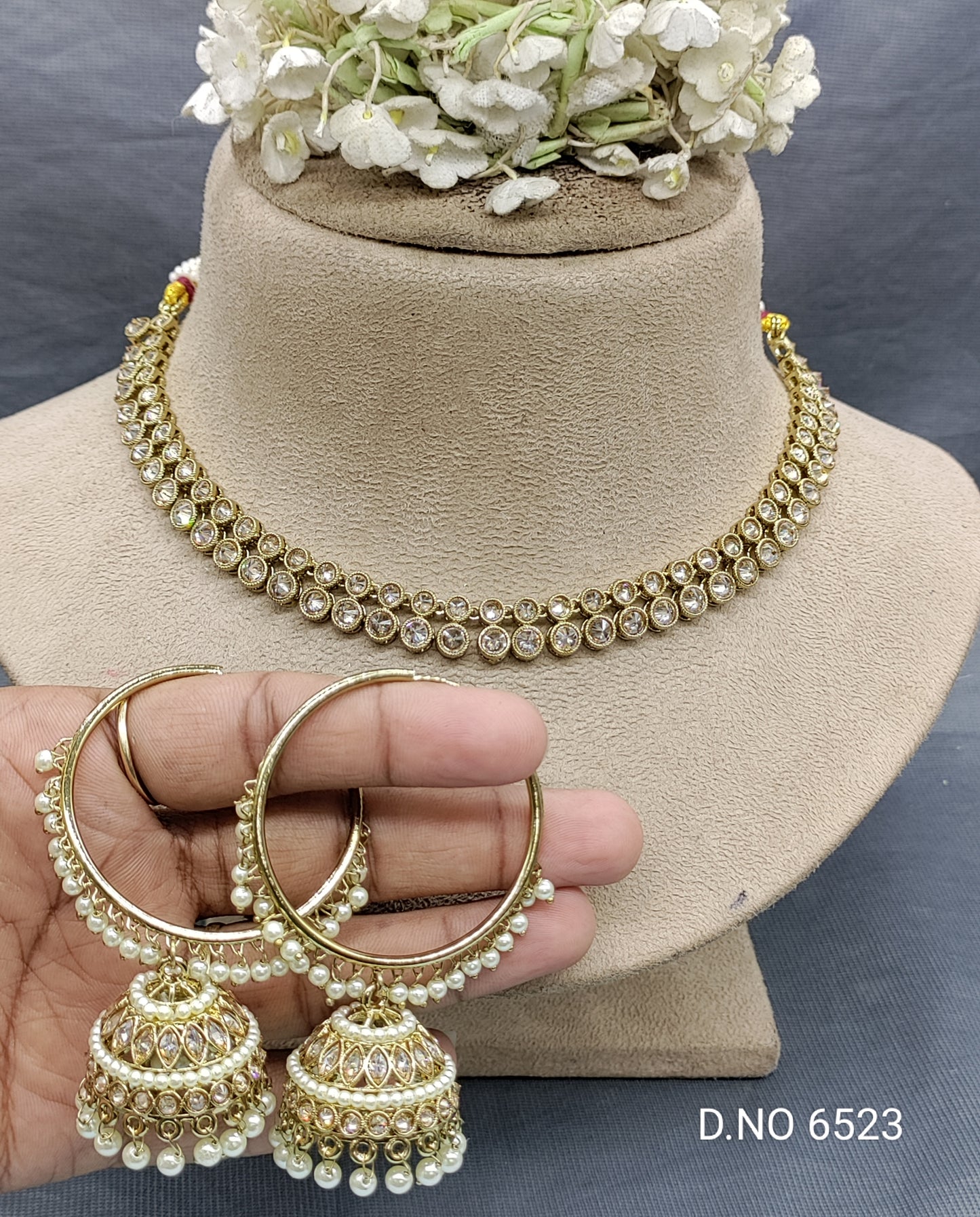 Polki Mehandi Necklace Set Sku 6523 rchiecreation