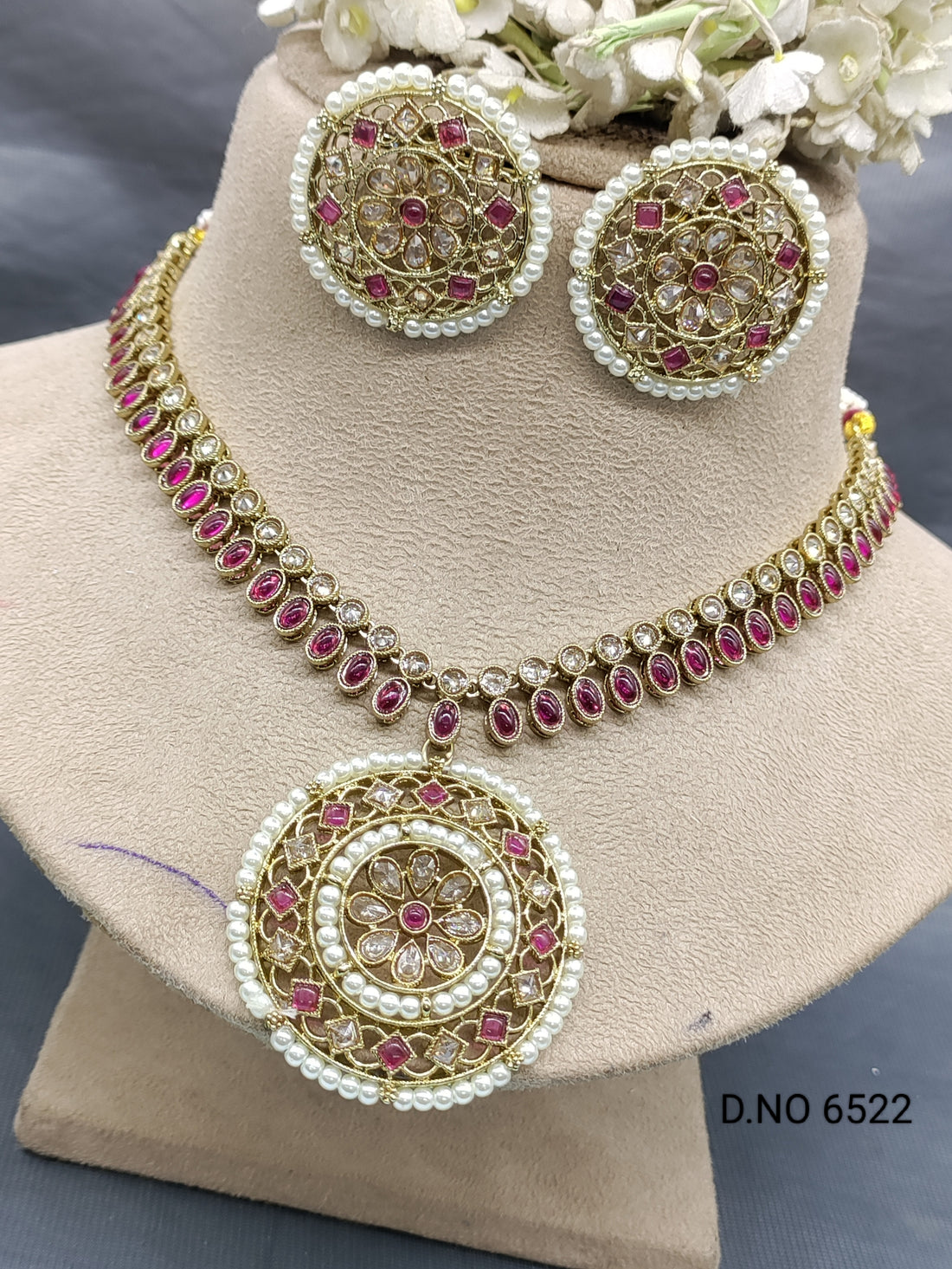 Polki Mehandi Necklace Set Sku 6522 rchiecreation