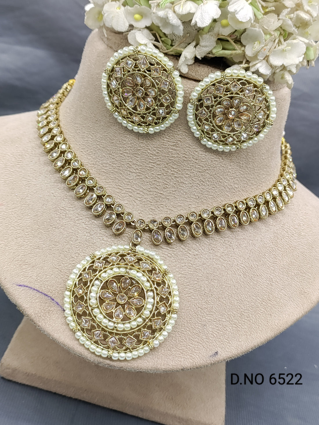 Polki Mehandi Necklace Set Sku 6522 rchiecreation