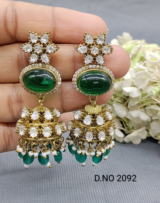 Moissanite Mehandi Jhumki Earring Sku 2092 rchiecreation