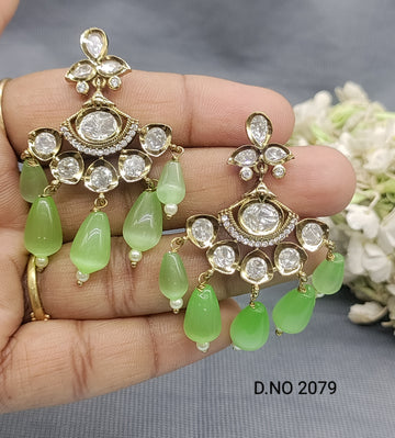Moissanite Mehandi Earrings Sku 2079 rchiecreation