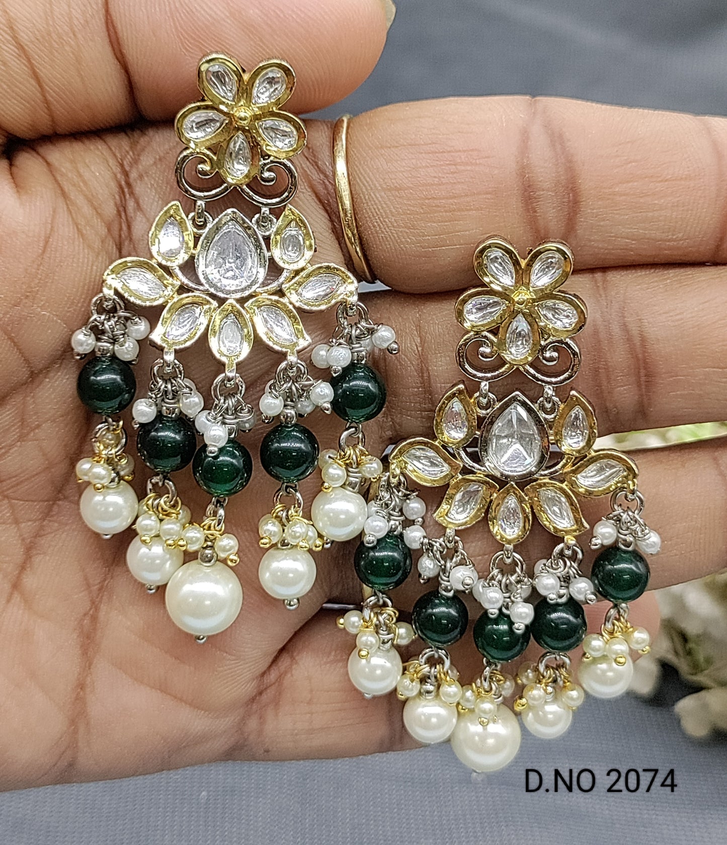 Moissanite Mehandi Earrings Sku 2074 rchiecreation