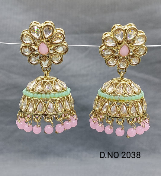 Polki Mehandi Jhumki Earring Sku 2038 rchiecreation