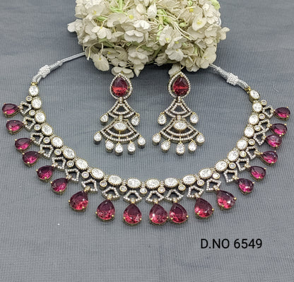 Moissanite Mehandi Necklace Set Sku 6549 D5 rchiecreation