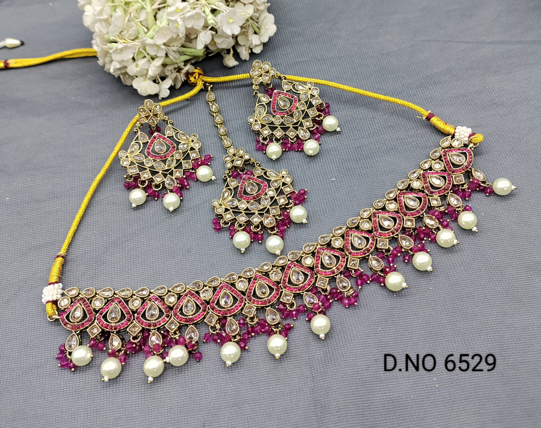 Polki Mehandi Chokar Necklace set for 6529 rchiecreation