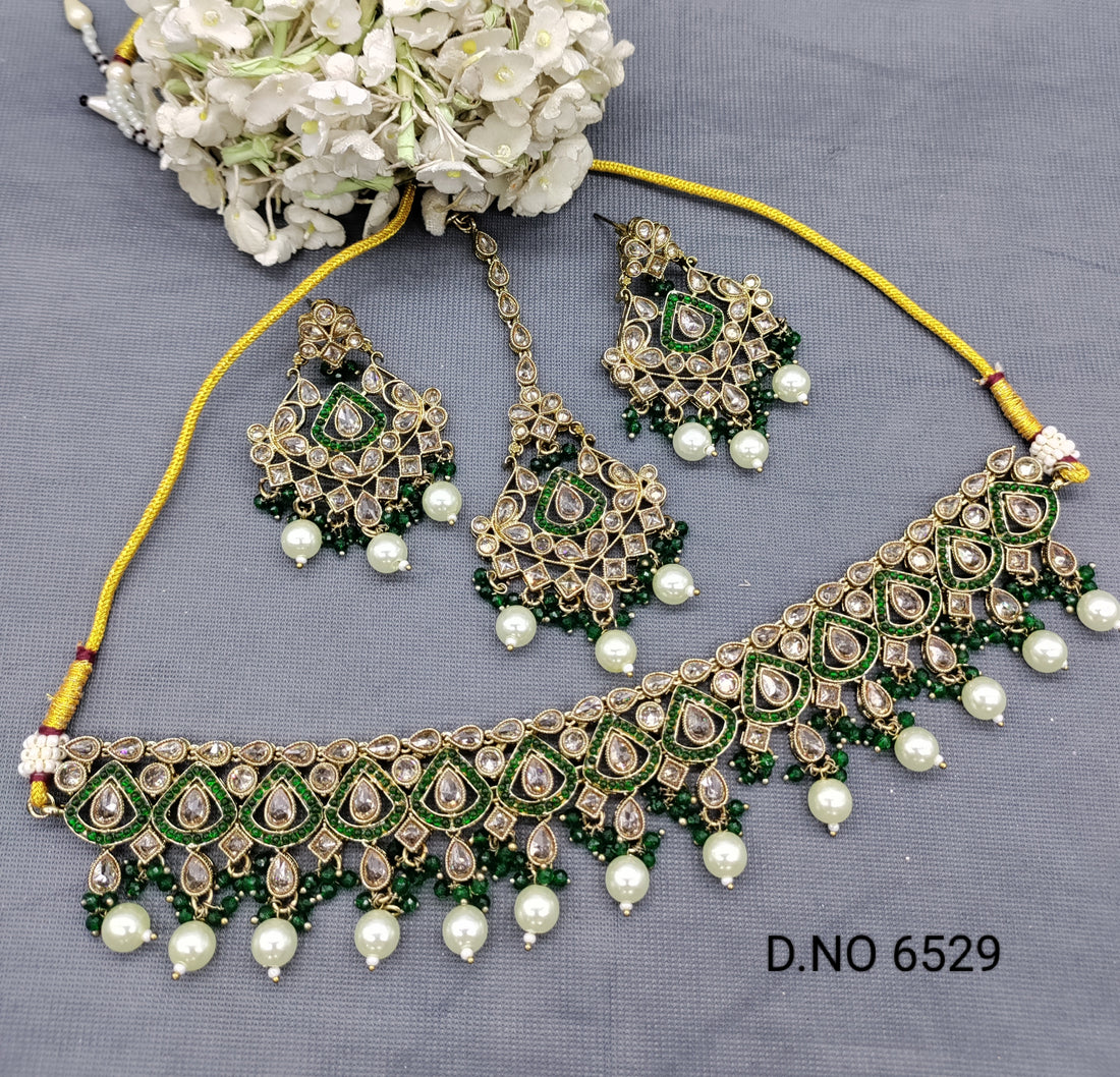 Polki Mehandi Chokar Necklace set for 6529 rchiecreation