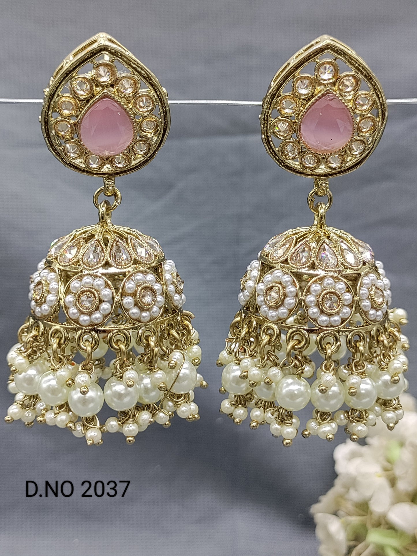 Polki Mehandi Jhumki Earring Sku 2037 rchiecreation