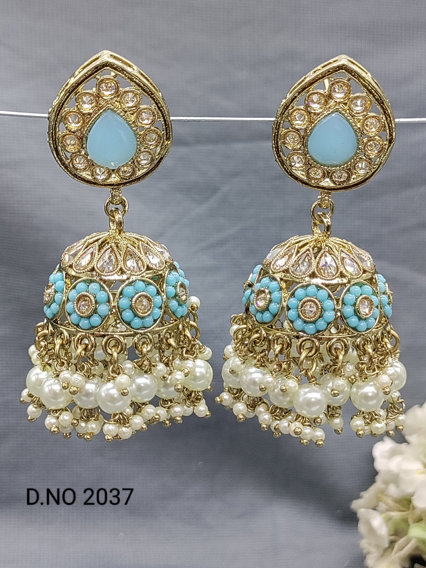 Polki Mehandi Jhumki Earring Sku 2037 rchiecreation