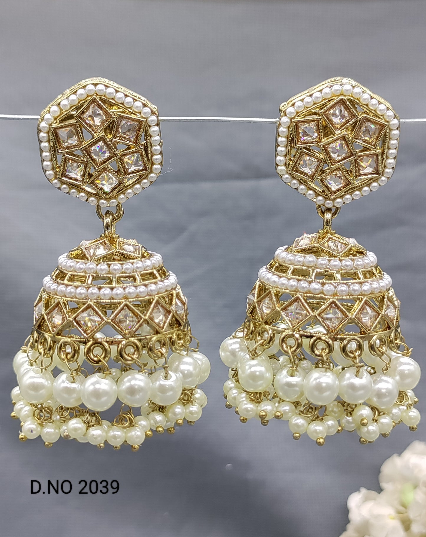 Polki Mehandi Jhumki Earring Sku 2039 rchiecreation