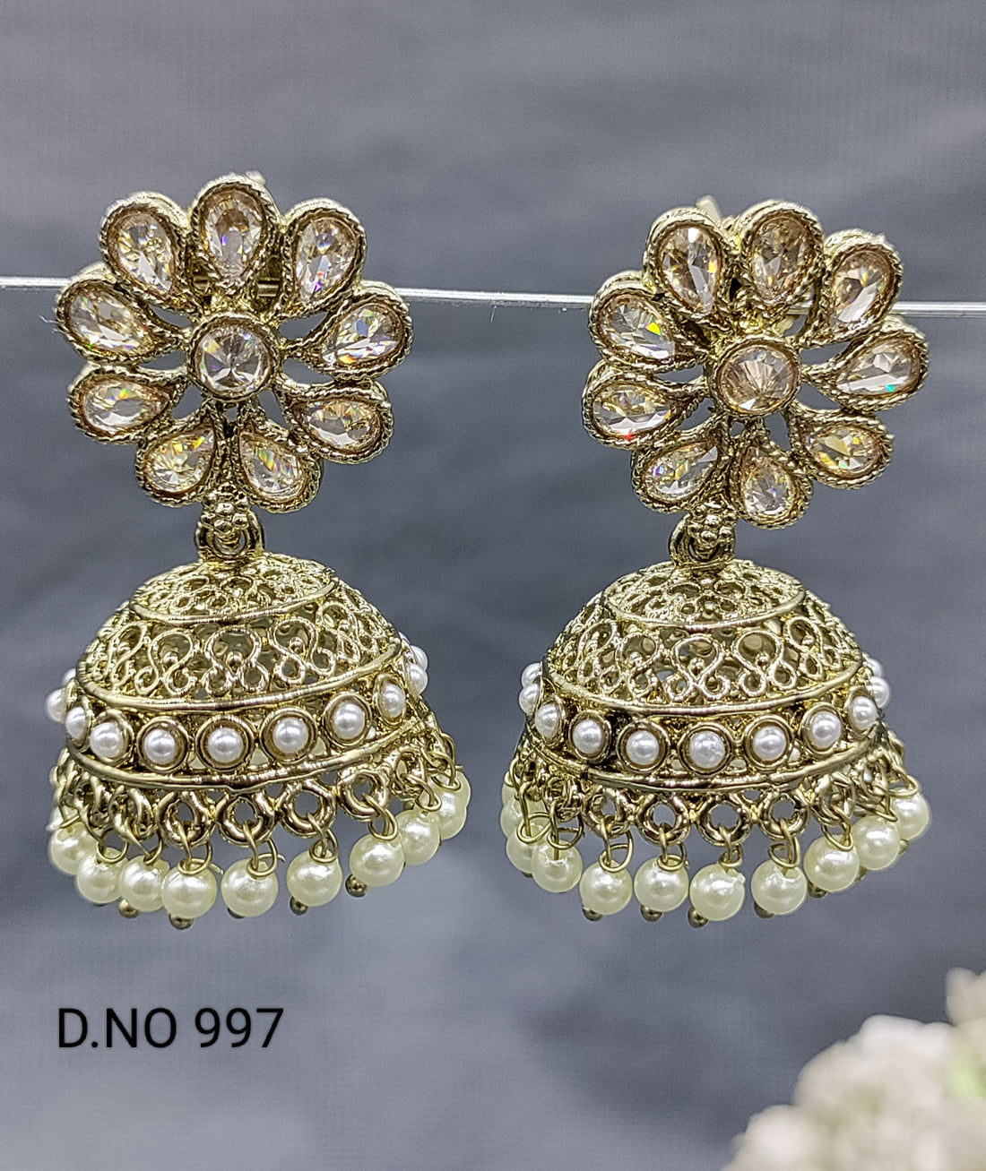 Polki Mehandi Jhumki Earring Sku 997 rchiecreation