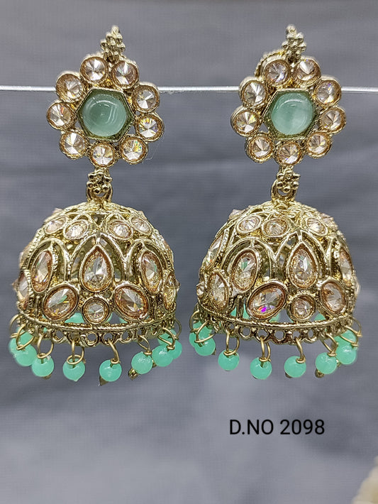 Polki Mehandi Jhumki Earring Sku 2098 rchiecreation