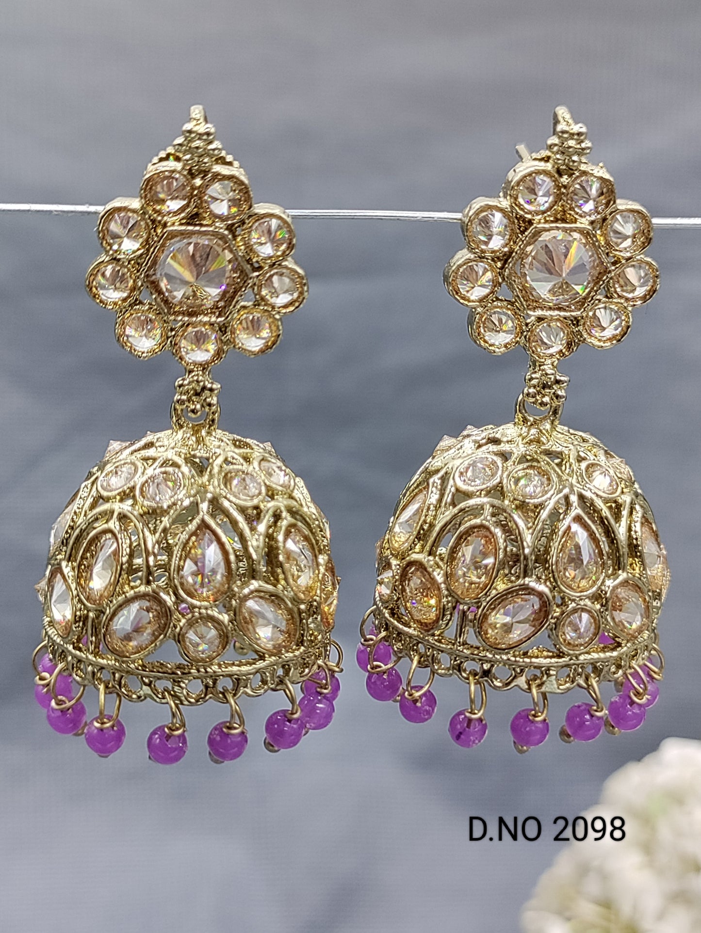 Polki Mehandi Jhumki Earring Sku 2098 rchiecreation