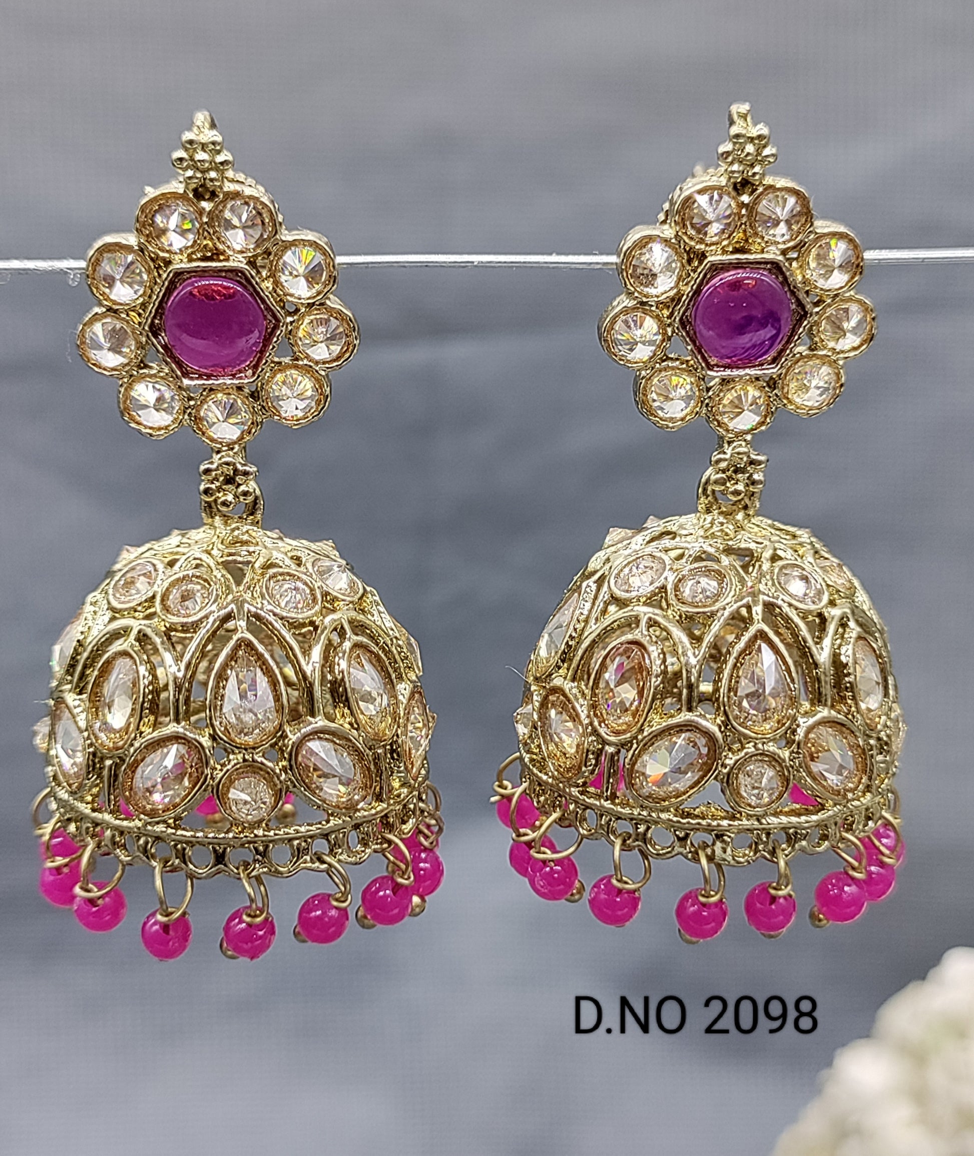 Polki Mehandi Jhumki Earring Sku 2098 rchiecreation