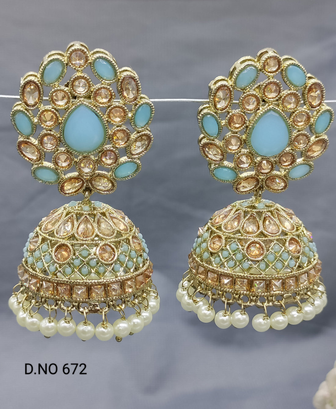 Polki Mehndi Jhumki Earring Sku 672 A4 rchiecreation