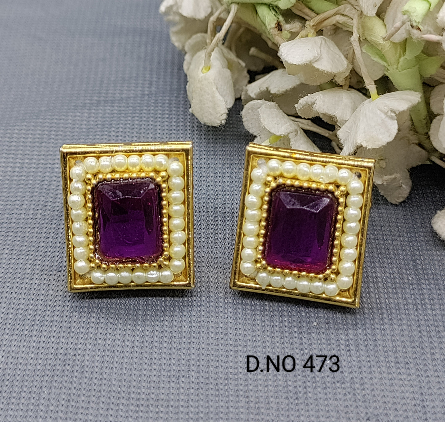 Antique Golden Top & Stud Earrings Sku 473 rchiecreation