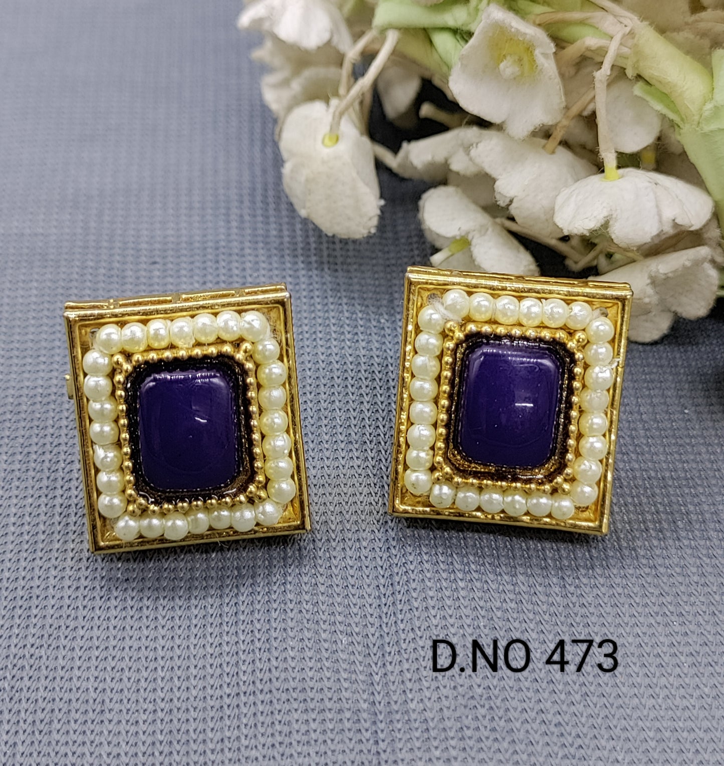 Antique Golden Top & Stud Earrings Sku 473 rchiecreation