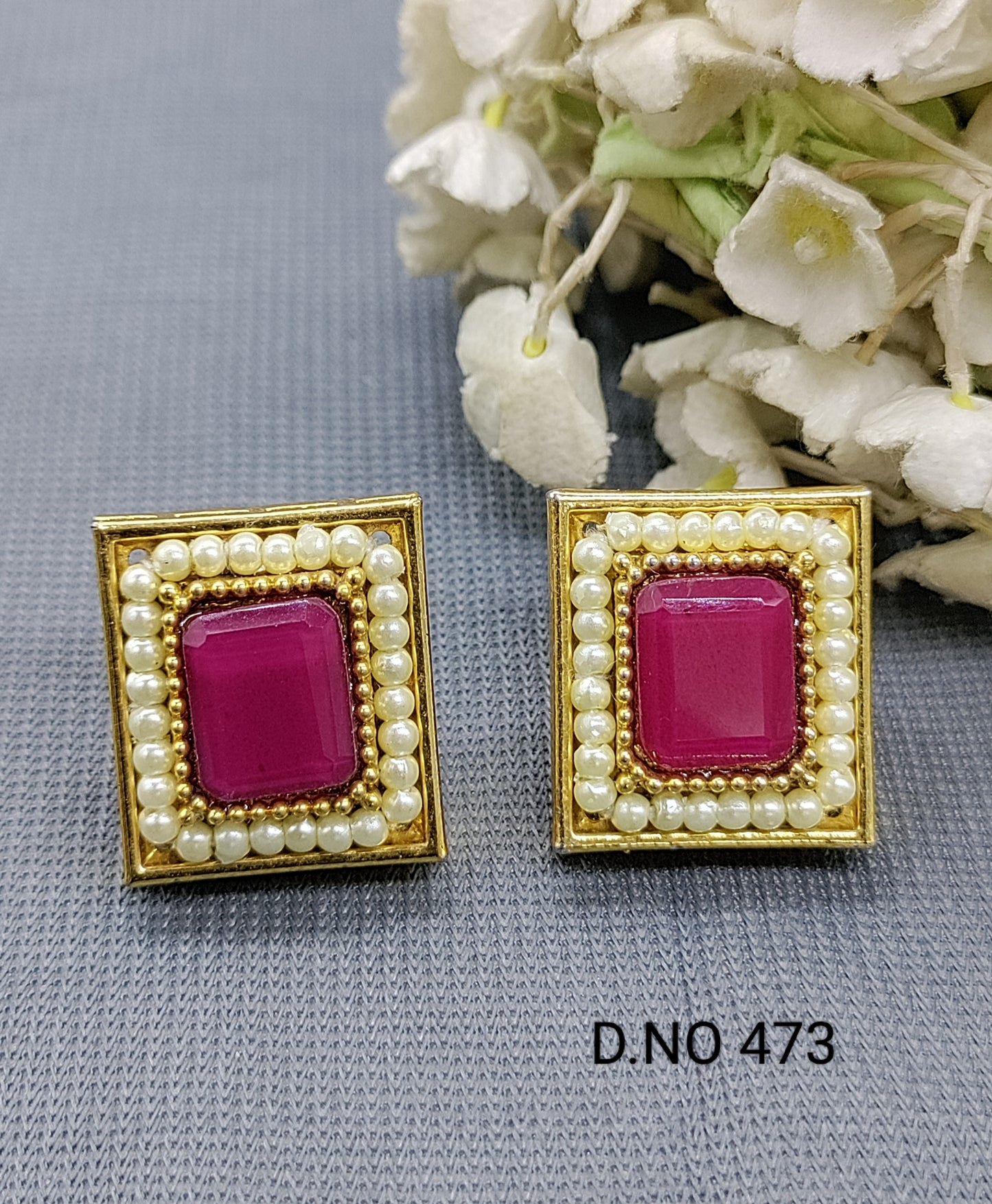 Antique Golden Top & Stud Earrings Sku 473 rchiecreation