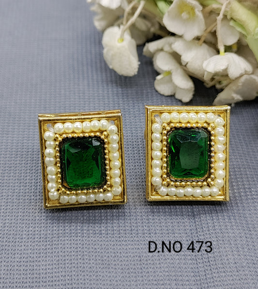 Antique Golden Top & Stud Earrings Sku 473 rchiecreation