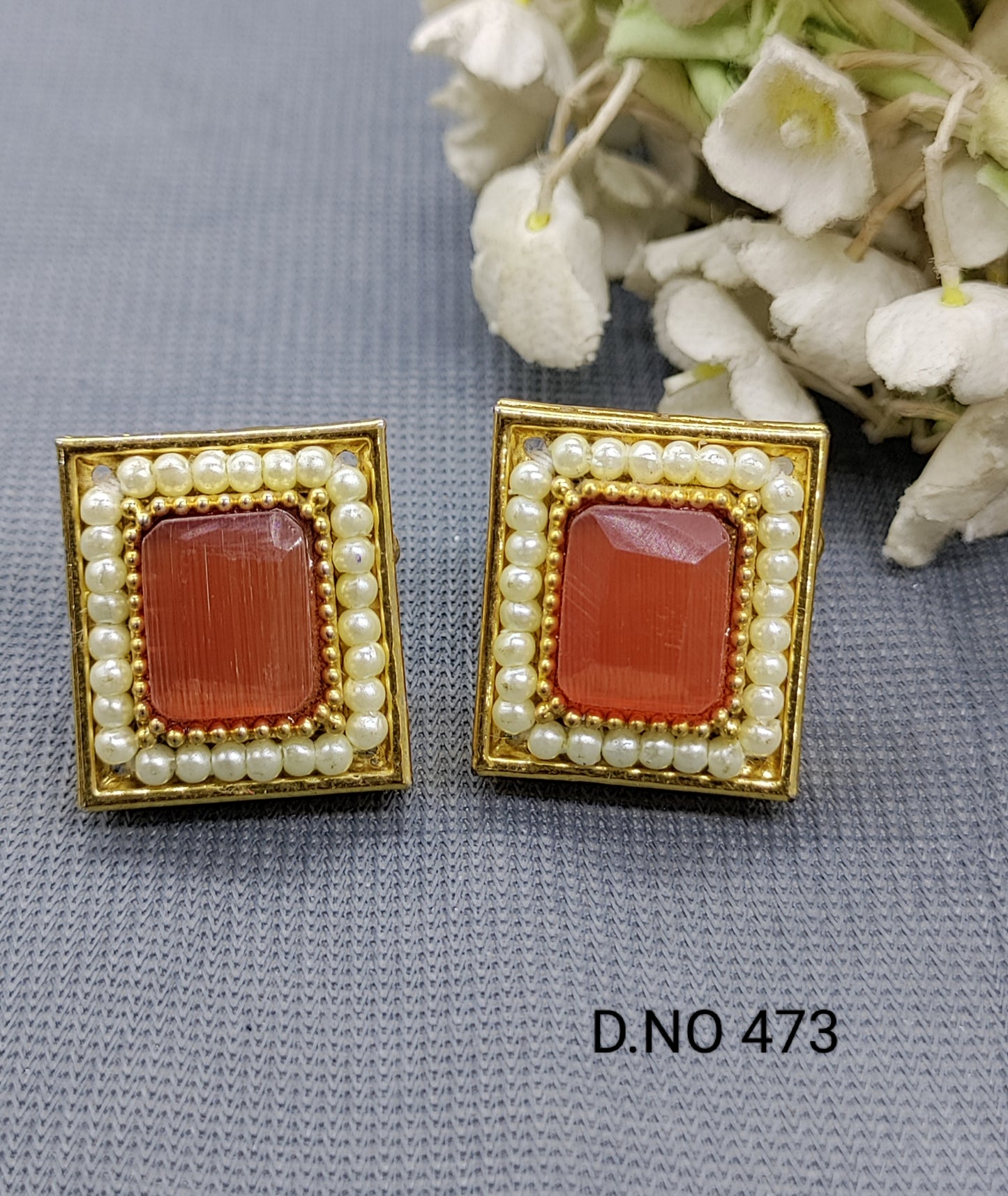 Antique Golden Top & Stud Earrings Sku 473 rchiecreation