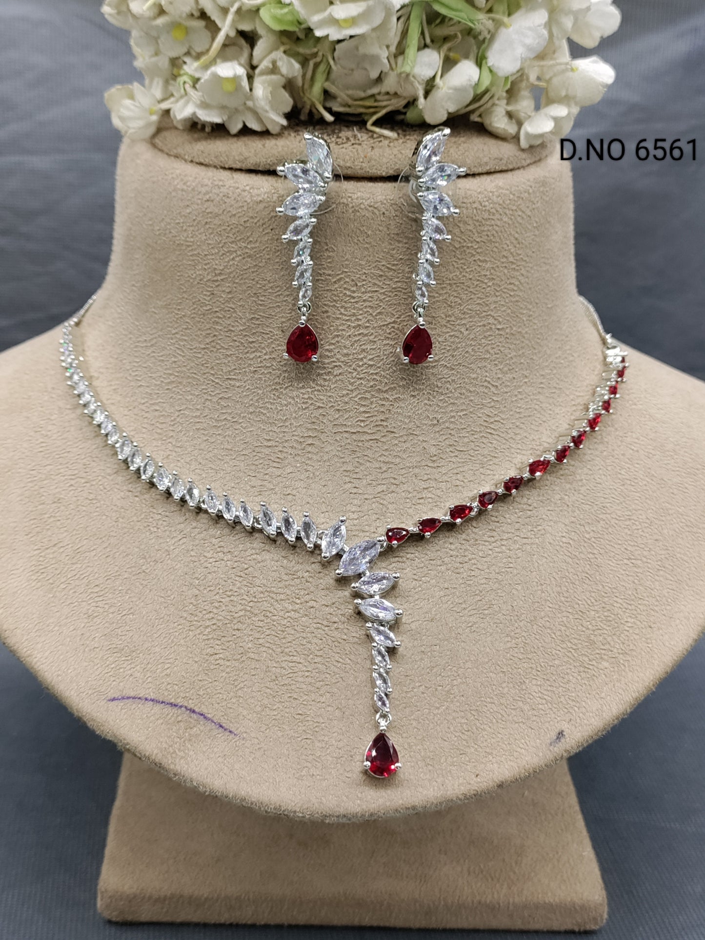 Cz ad Rodium Necklace Set Sku 6561 rchiecreation