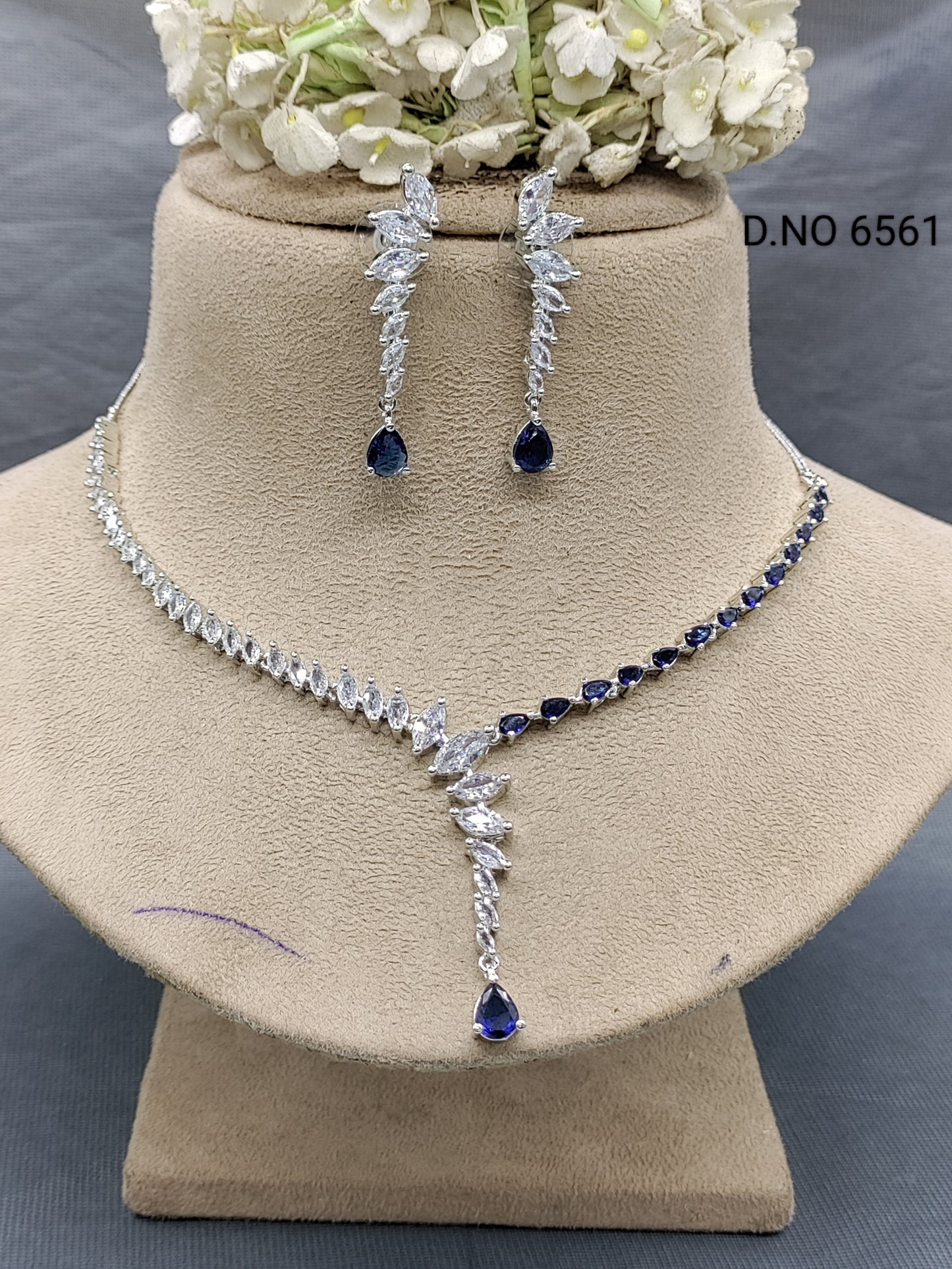 Cz ad Rodium Necklace Set Sku 6561 rchiecreation